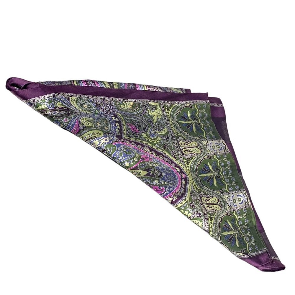 Echo Purple Green Paisley Long Silk Scarf